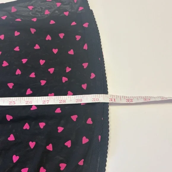 Torrid Black Mesh Flocked French Pink Hearts Babydoll Lingerie Chemise Size 2 2X - Picture 9 of 9